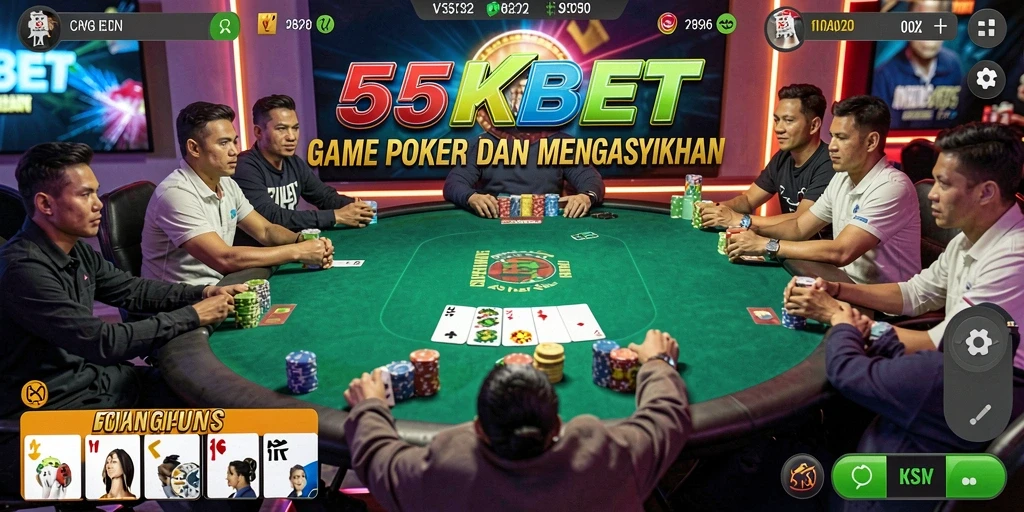 Screenshot utama 55KBET menampilkan gameplay Poker yang seru dan interaktif.