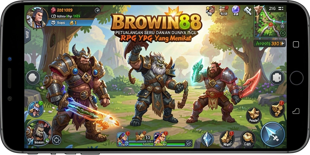 Tampilan gameplay menegangkan dalam dunia RPG BROWIN88.