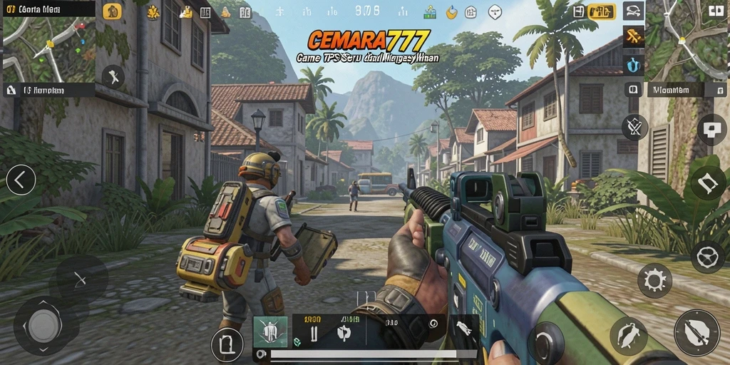 Screenshot utama CEMARA777, menampilkan aksi seru dalam gameplay TPS.