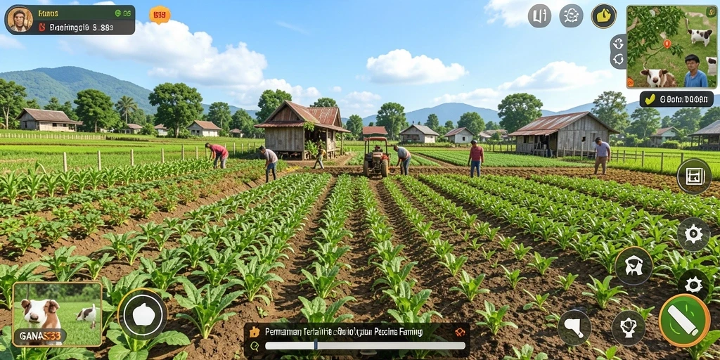 Tampilan gameplay <strong>GANAS33</strong> yang menunjukkan keseruan bertani.