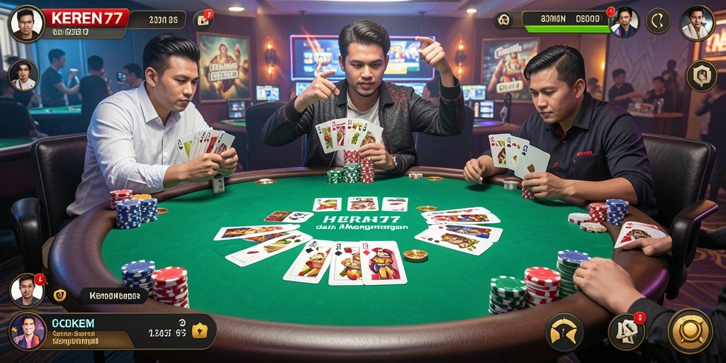 Tampilan permainan poker yang menarik dan interaktif di KEREN77.