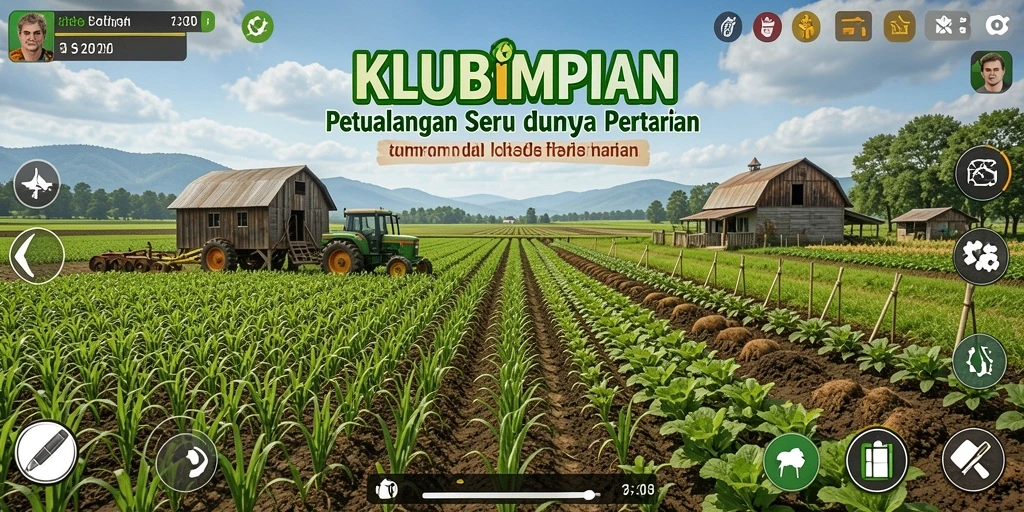 Tampilan seru gameplay KLUBIMPIAN yang menggugah semangat bertani.