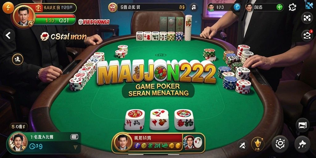 Tampilan gameplay seru saat bermain Poker di MAHJONG222.