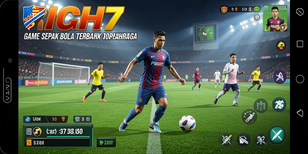 Tampilan screenshot RICH7 menunjukkan gameplay sepak bola yang mendebarkan.