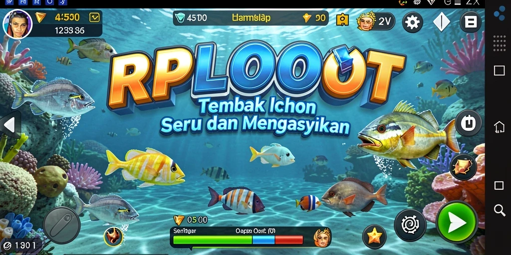 Screenshot RPLOOT menampilkan aksi menembak ikan yang seru dan mendebarkan.