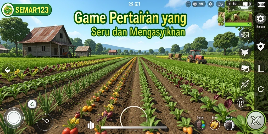 Tampilan gameplay SEMAR123 yang menampilkan aktivitas bertani.