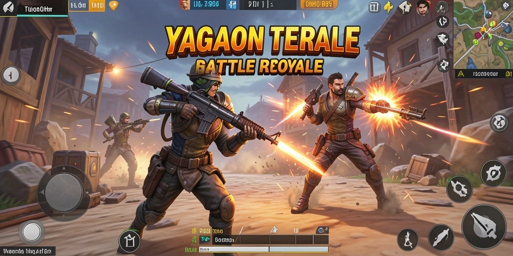 Screenshot YAGAOHEN menampilkan aksi mendebarkan di medan perang Battle Royale.