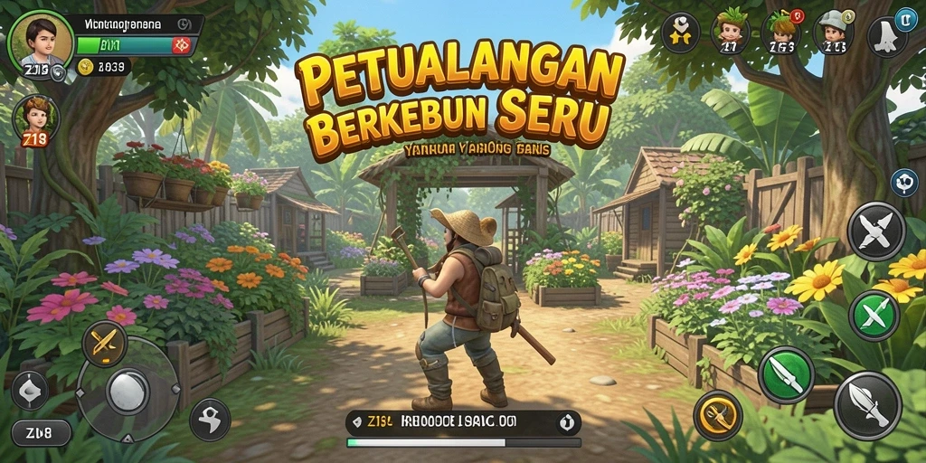 Screenshot gameplay Z18 menampilkan aktivitas berkebun yang seru.